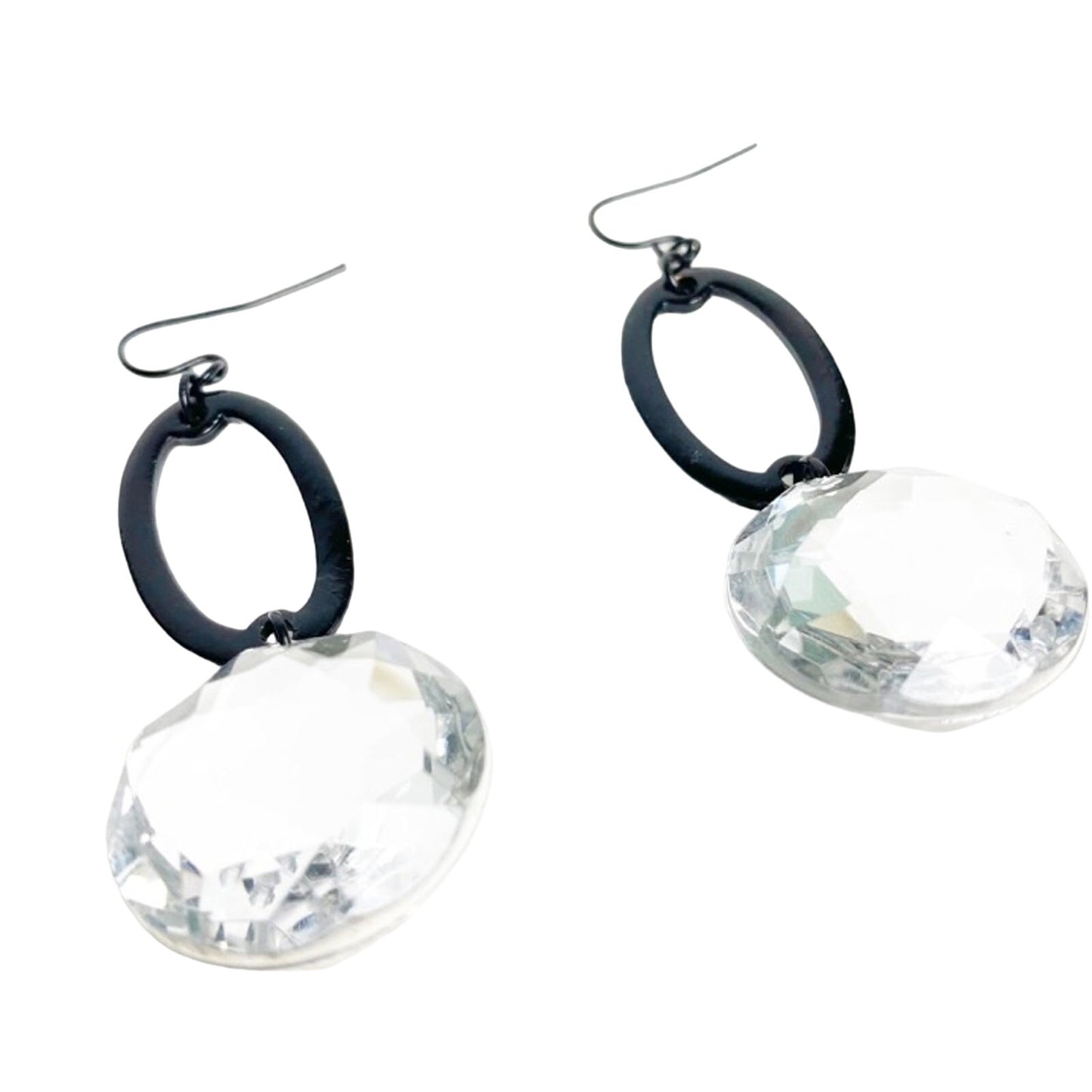 large rhinestone black loop dangling EARRINGS jewelry