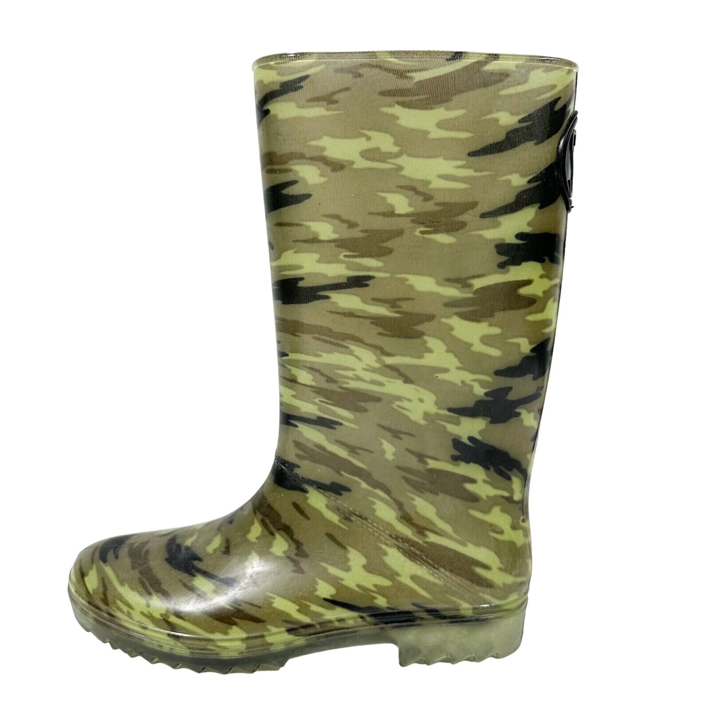 Stuart Weitzman green camo camouflage rubber BOOTS shoes size XL (10) mid-calf