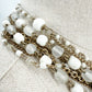 vintage multi-strand white beads & gold chain Choker Necklace costume jewelry