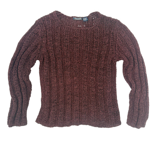 Harold's open knit burgundy & black Sweater women's XL