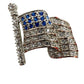 vintage American Flag blue & silver rhinestones BROOCH patriotic jewelry pin