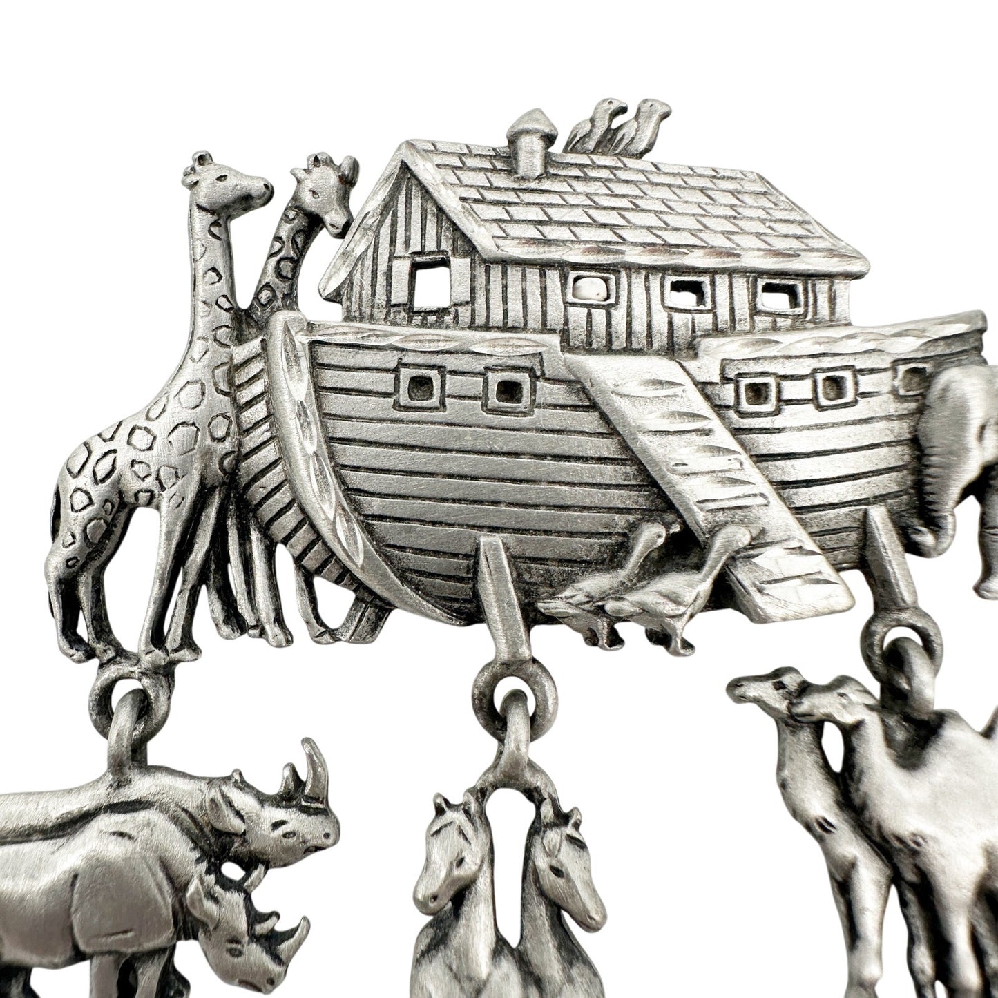 vintage pewter Noah's Ark BROOCH Jonette Jewelry pin signed ©JJ