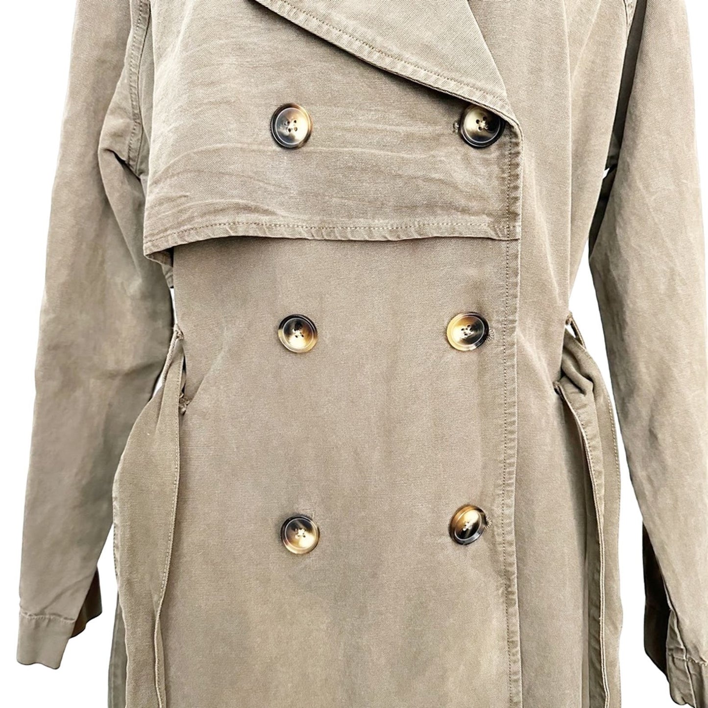 Lucky Brand olive green The Relaxed Trench Coat Jacket womens size LARGE new
