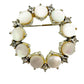 vintage silver pearlescent stones & rhinestones round BROOCH jewelry pin
