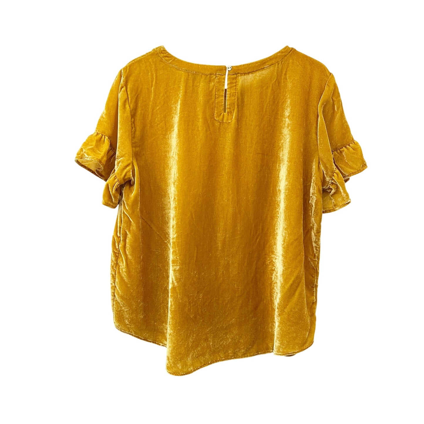 LOFT golden yellow velvet Blouse Top ruffled sleeves women's XL