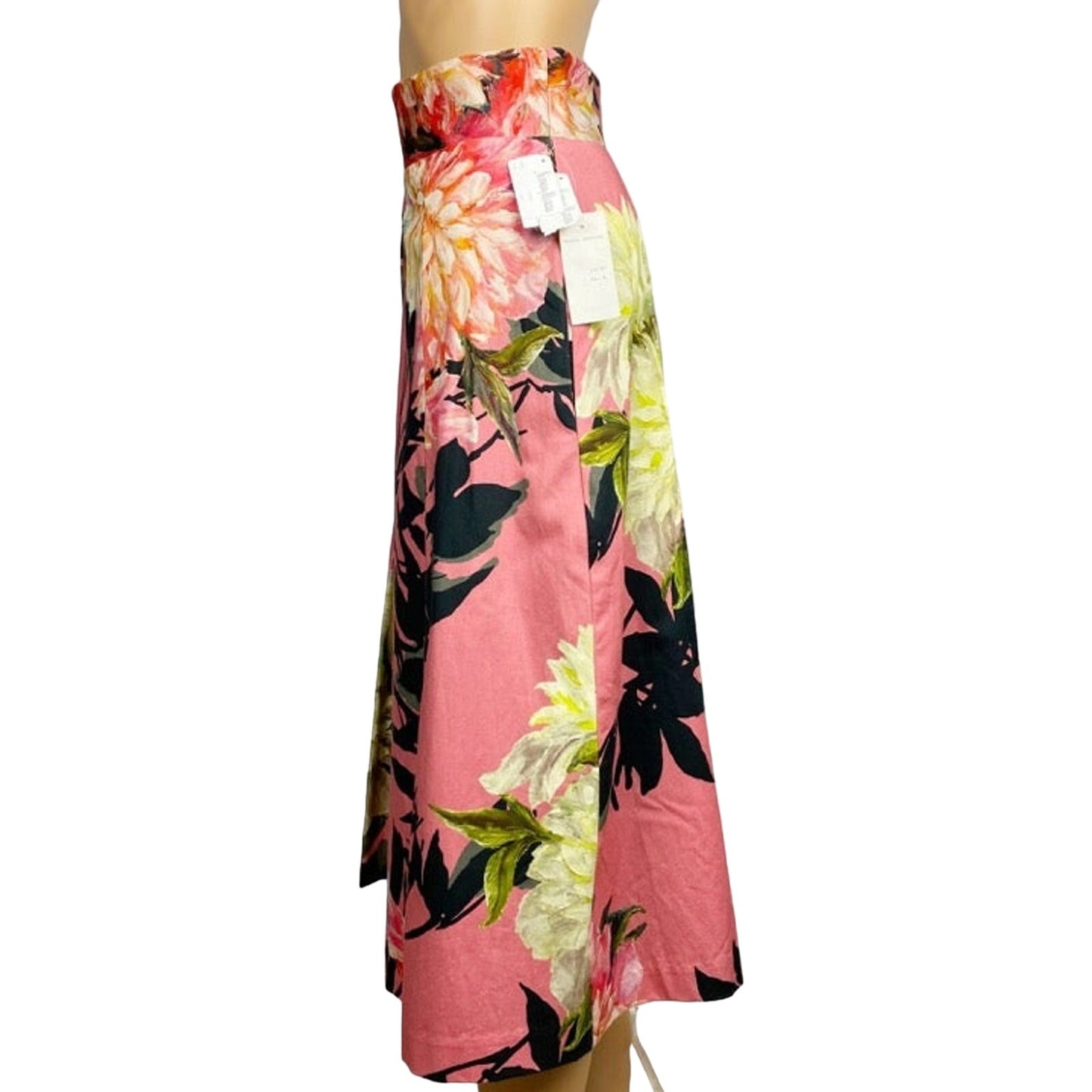BLACK HALO pink floral Sanibel Coral midi SKIRT size 4 new $200