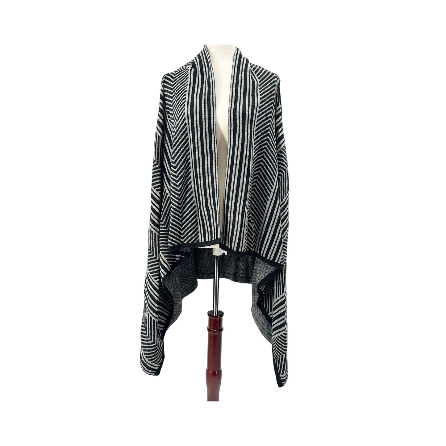 Lane Bryant gray & black striped open front Sweater Vest M / L medium large