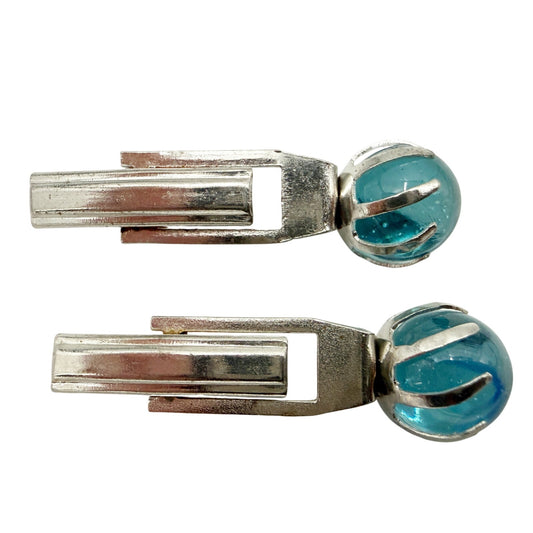 vintage silver & turquoise aqua blue sphere stone Cuff Links cufflinks jewelry