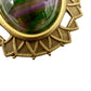 vintage antique gold tone metal purple & green oval stone BROOCH jewelry pin