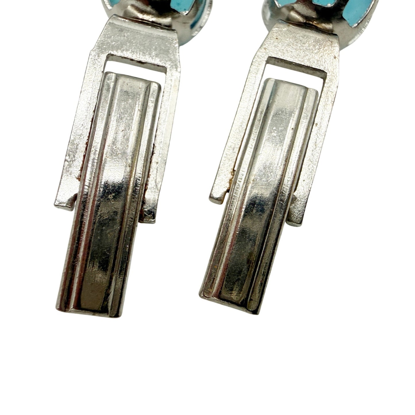 vintage silver & turquoise aqua blue sphere stone Cuff Links cufflinks jewelry