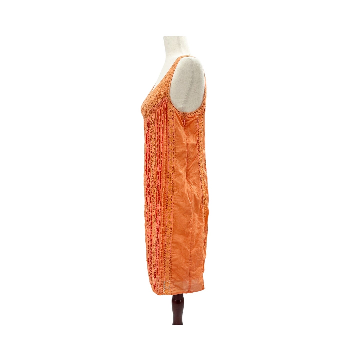 Sundance Amira orange lace pleated Summer casual Dress women's SMALL sundress