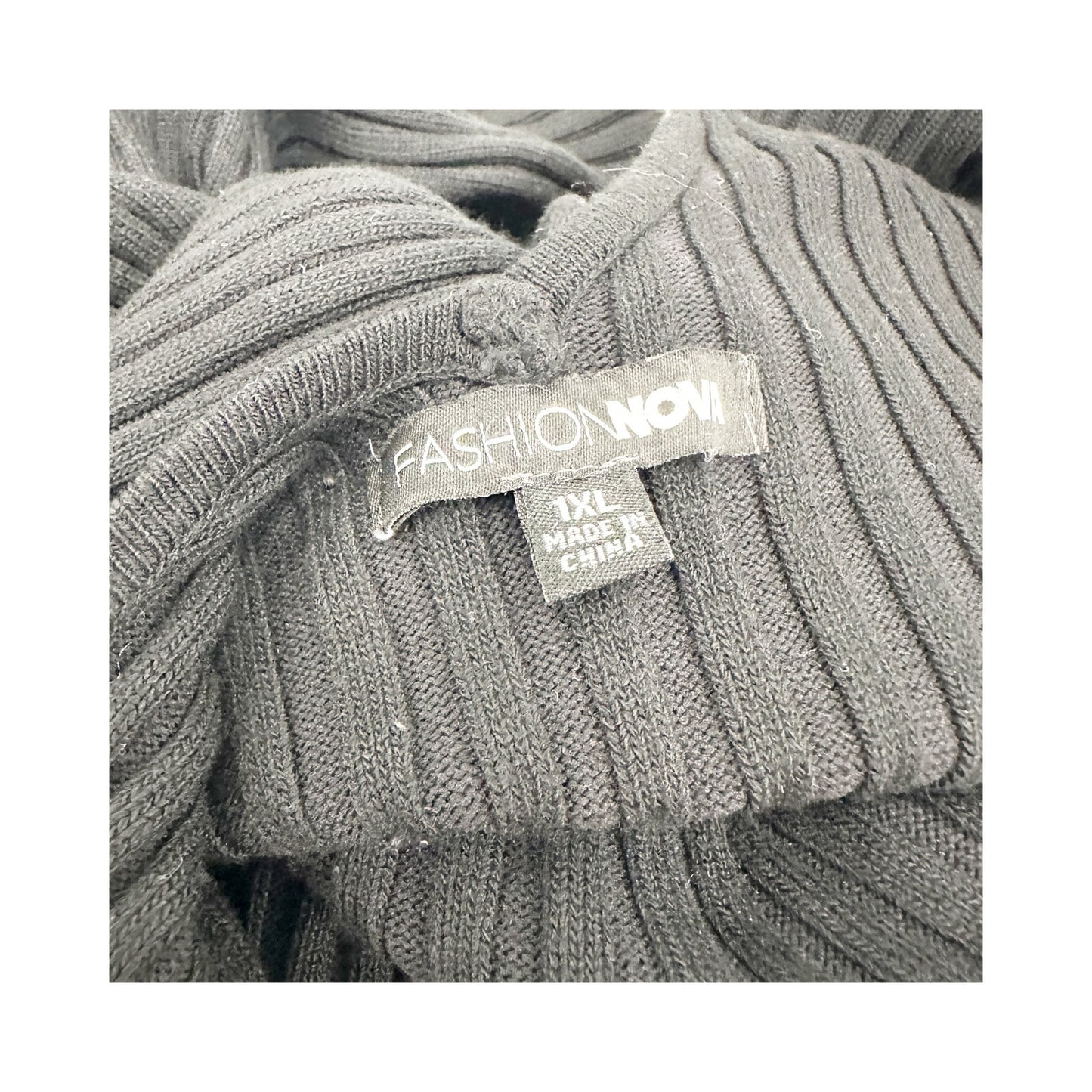 FashionNova Kallan ribbed Knit Dress black maxi women's 1XL figure-hugging