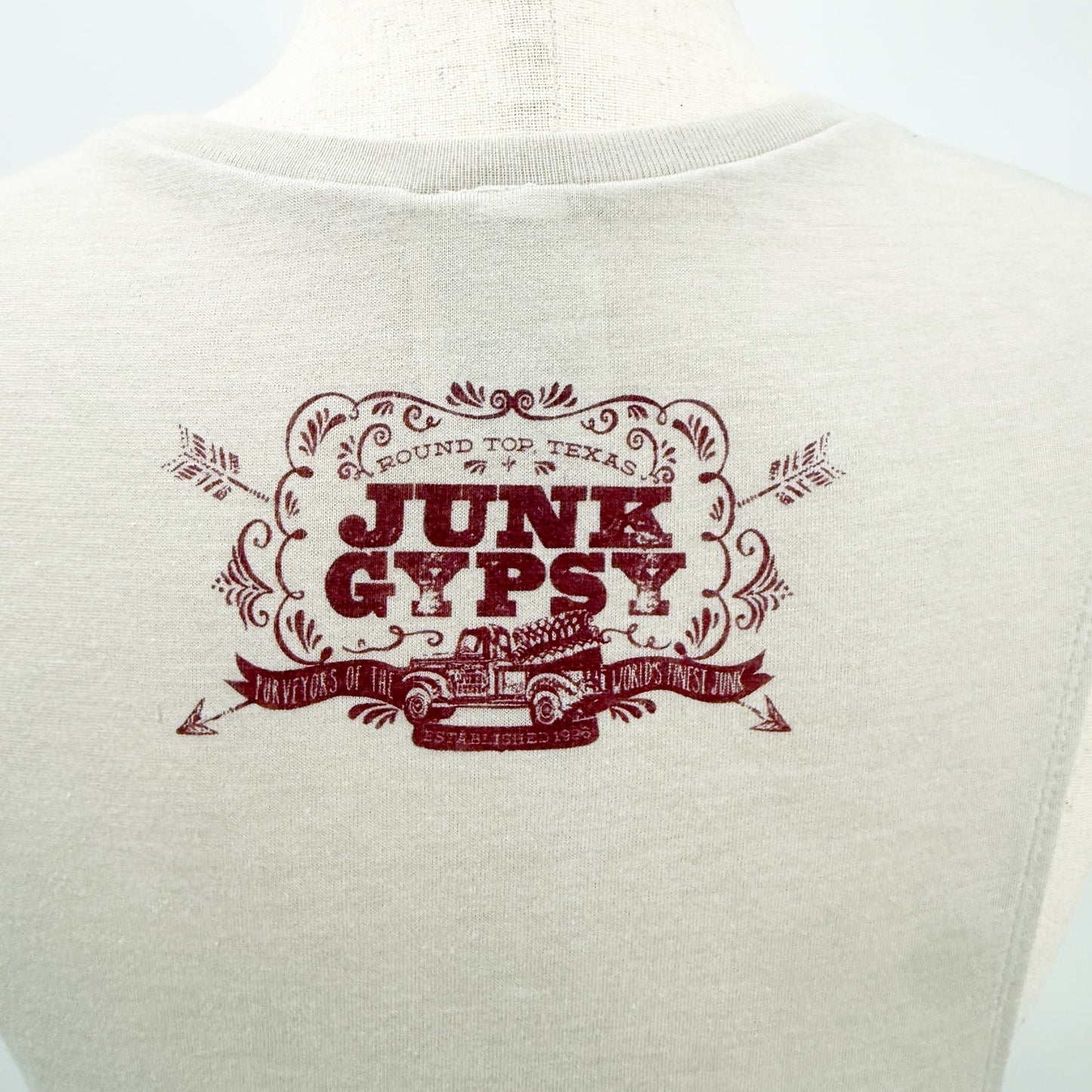 Resist Much Obey Little Tank Top women's MEDIUM beige burgundy Junk Gypsy tee