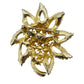 vintage gold grayish white baby blue rhinestones Leaf BROOCH floral jewelry pin