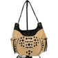 Tre Vero black & beige leather opaque beaded HANDBAG shoulder purse bag