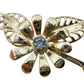 vintage silver flower light blue rhinestone Hair Fork Pin retro fashion jewelry