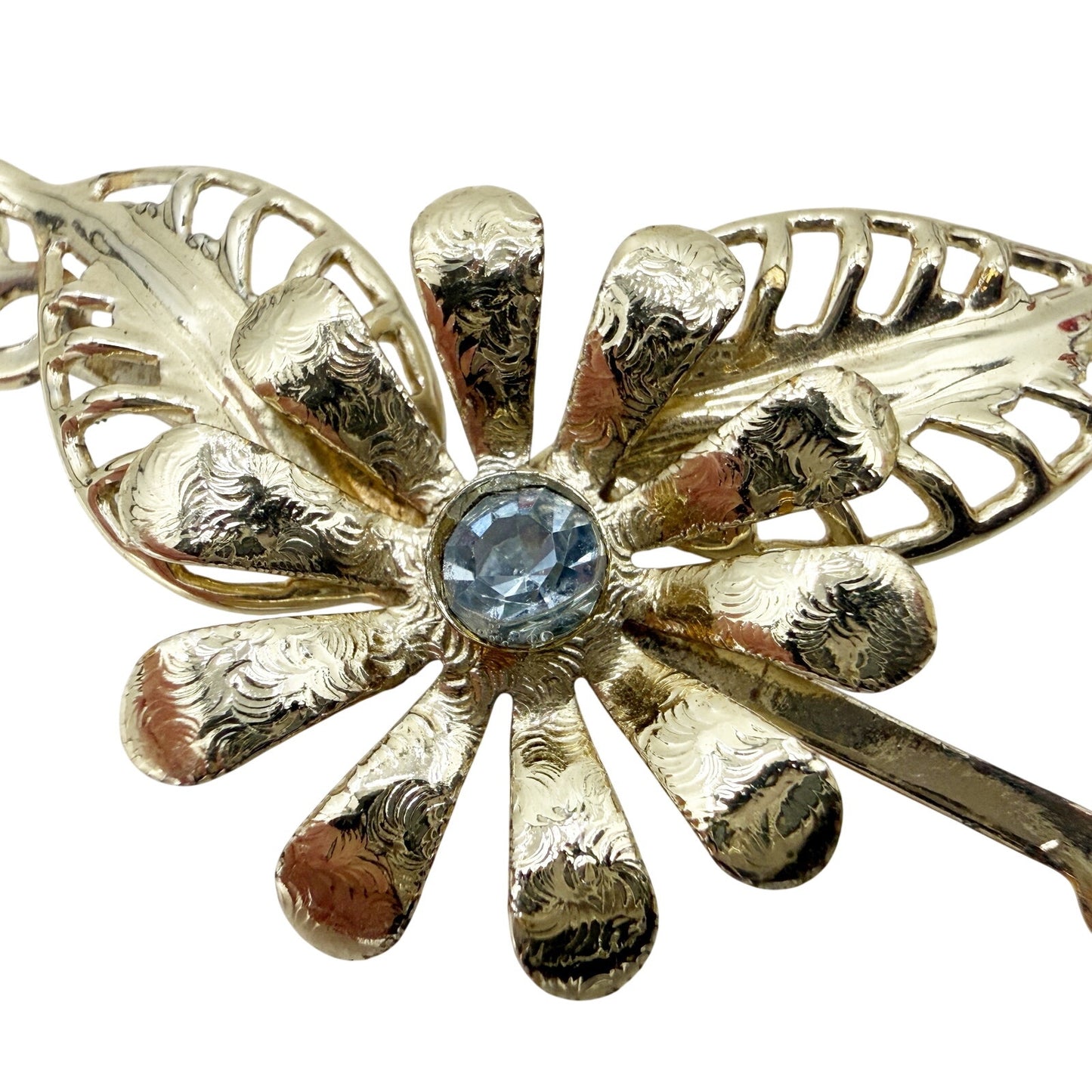 vintage silver flower light blue rhinestone Hair Fork Pin retro fashion jewelry