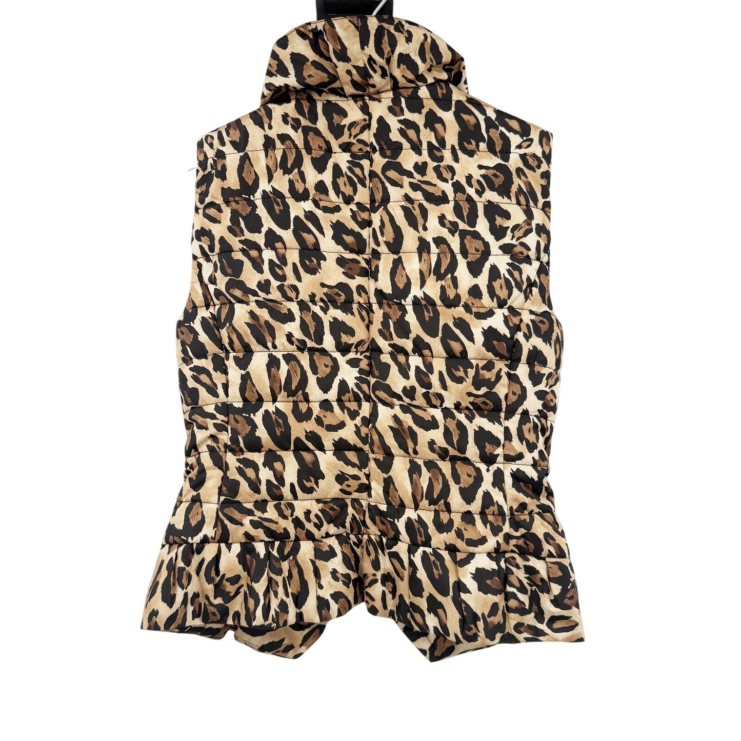 White House Black Market leopard Puffer Vest women's XS rhinestone pulls WHBM