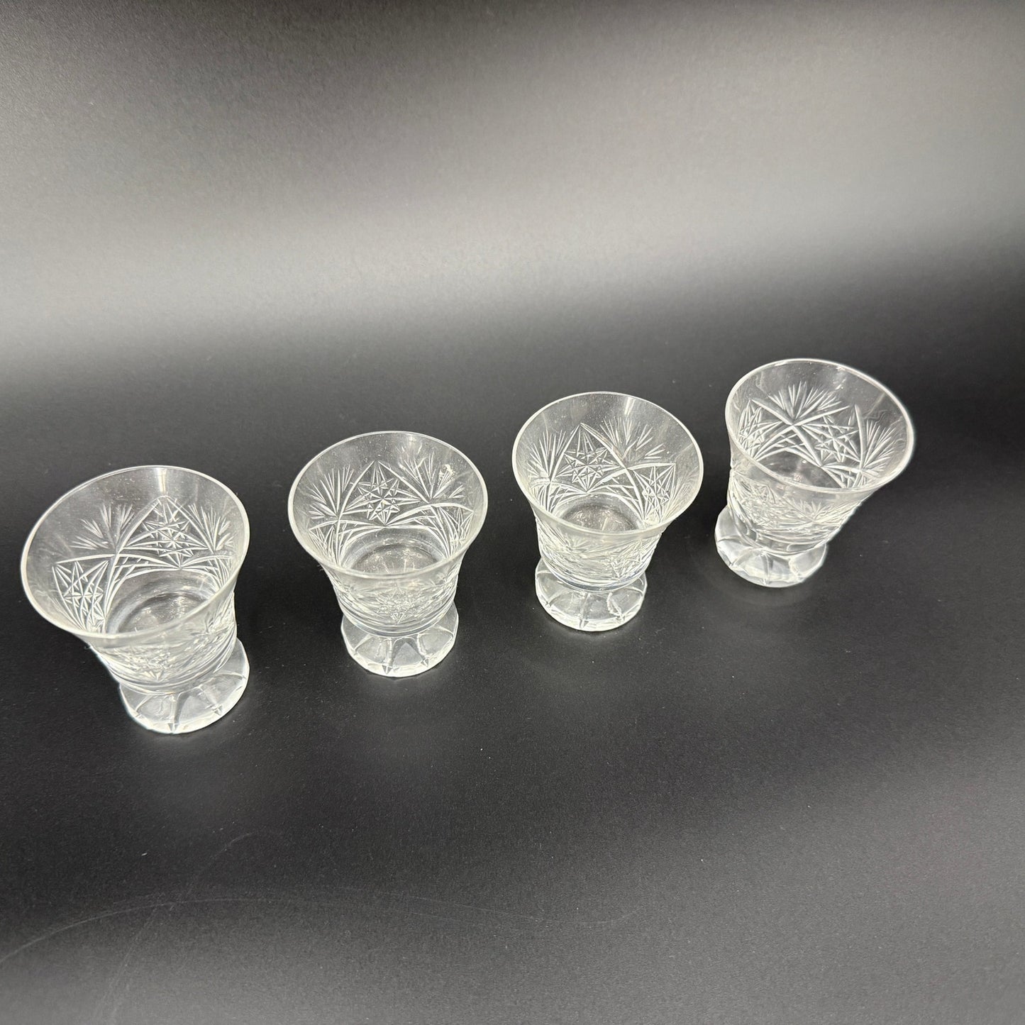 set of 4 crystal Shot Glasses | vintage barware