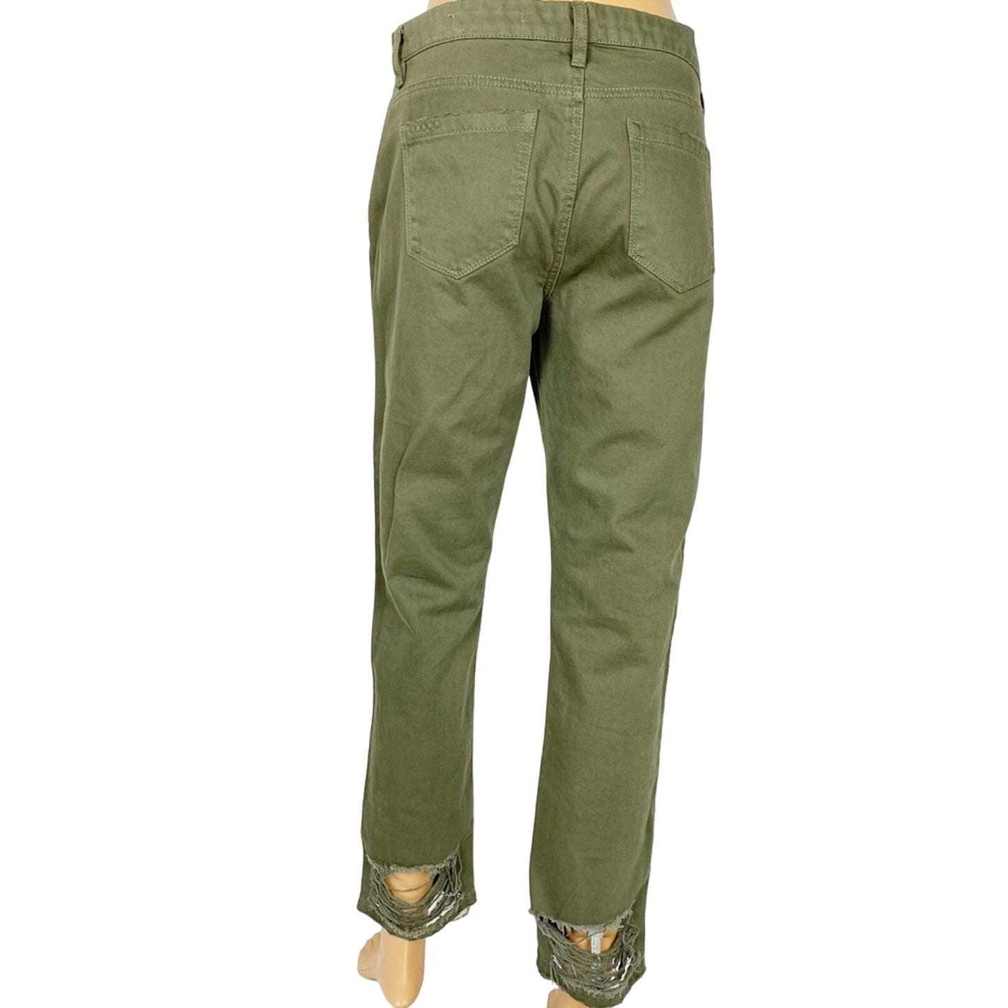 Blank NYC olive green Cropped Girlfriend distressed Pants jeans 28 women's NEW