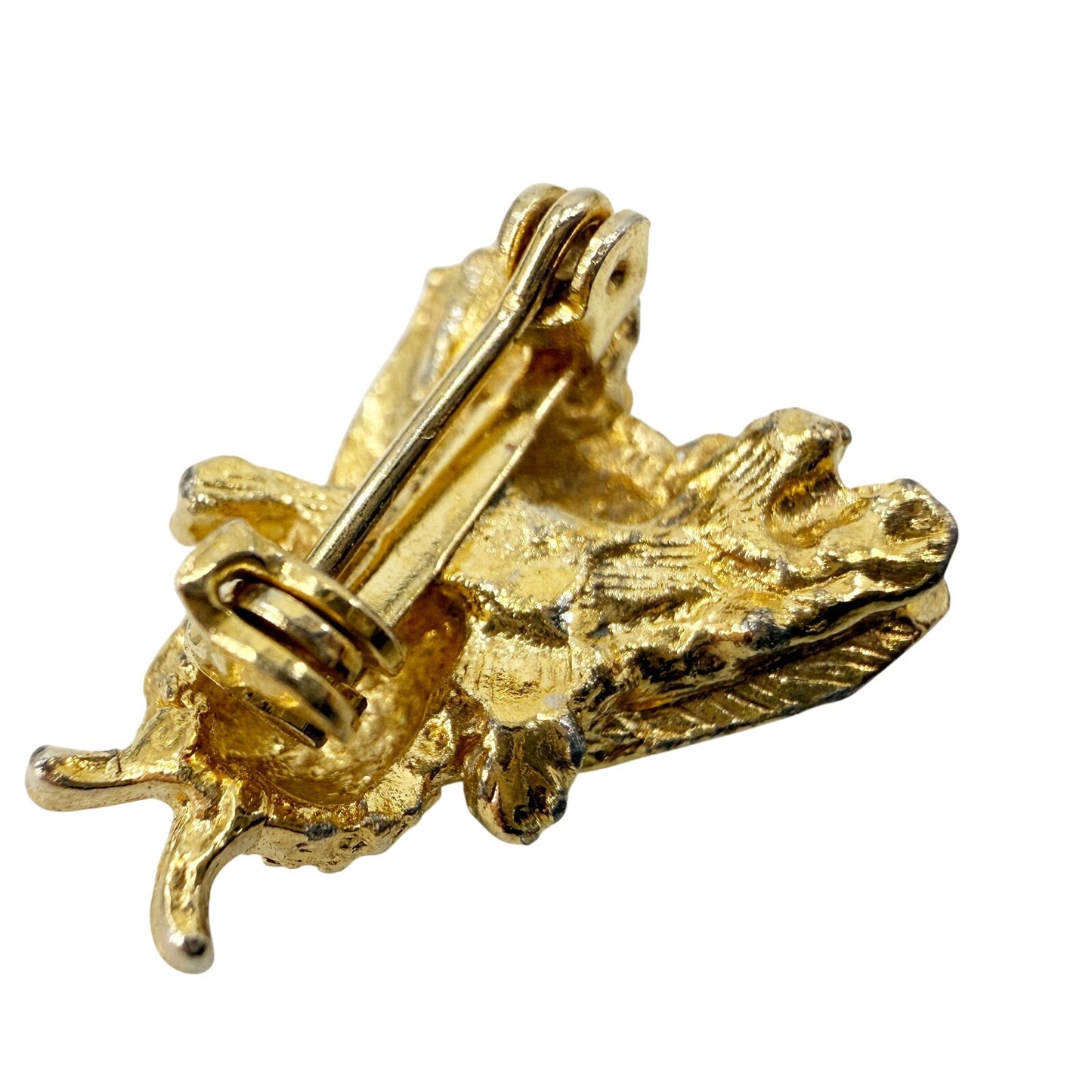 vintage gold tone metal Bee BROOCH small insect jewelry pin
