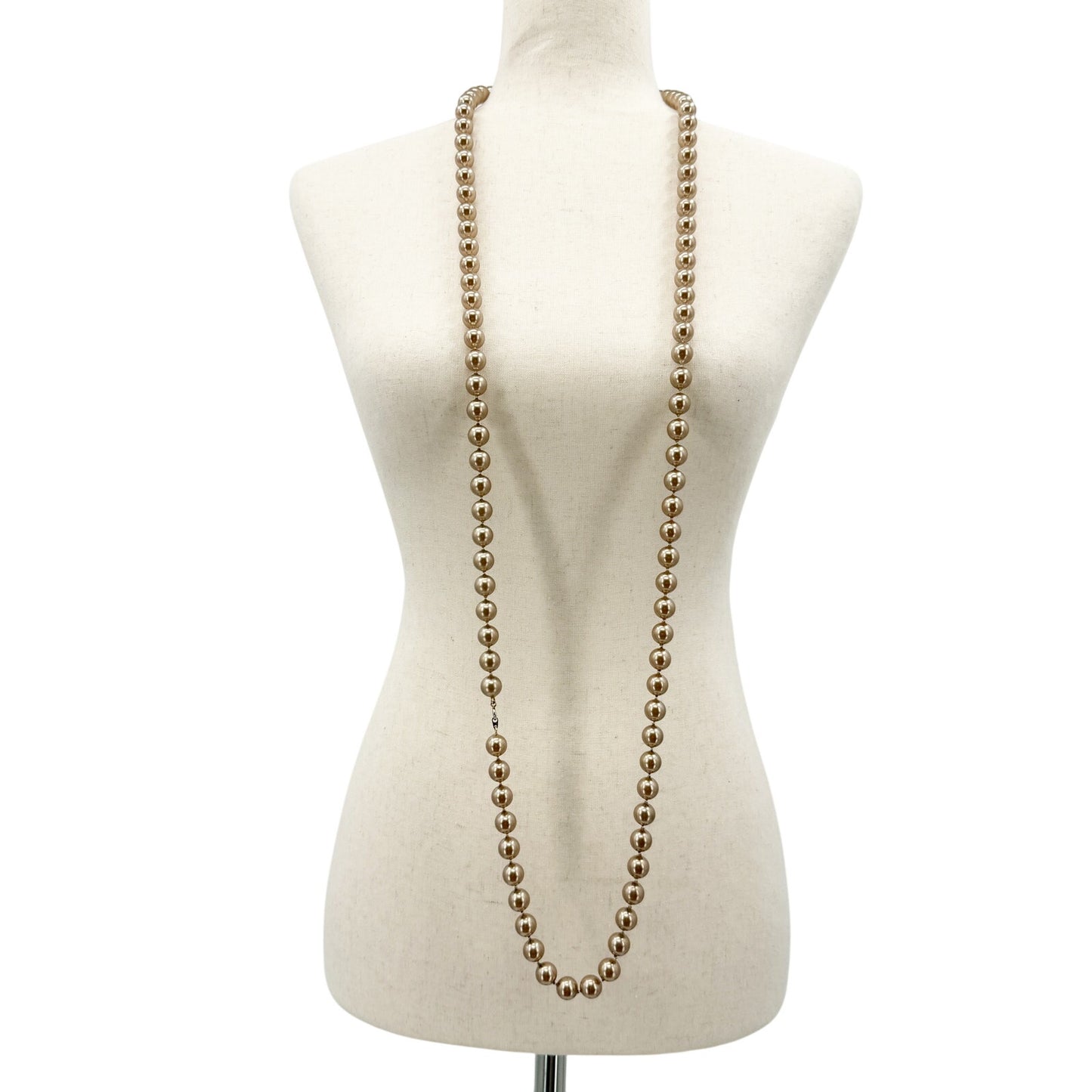 vintage long strand light bronze beads Beaded Necklace costume jewelry