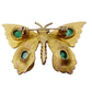 vintage gold green cabochon stones Butterfly BROOCH insect jewelry pin red gems