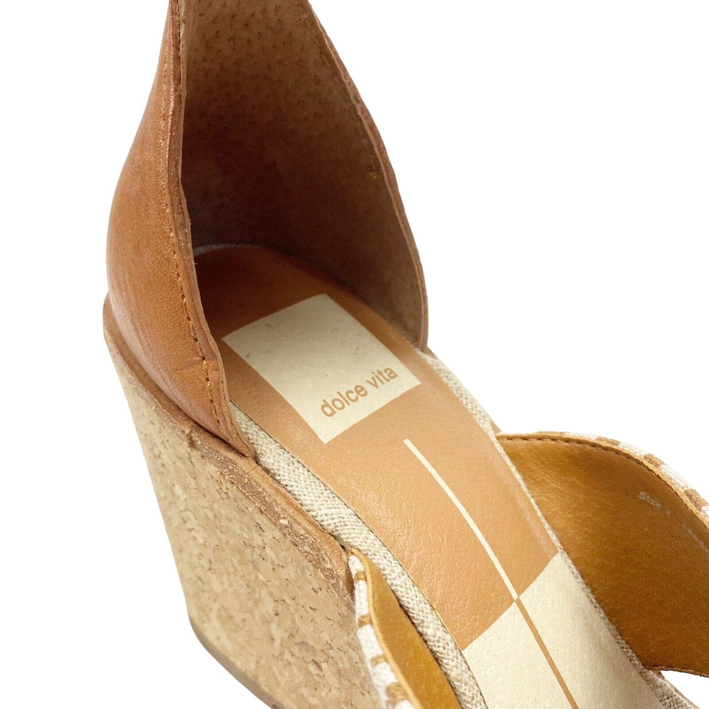 Dolce Vita Urbane tan & natural cork wedge heels SHOES size 7 fabric & leather