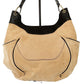 Tre Vero black & beige leather opaque beaded HANDBAG shoulder purse bag