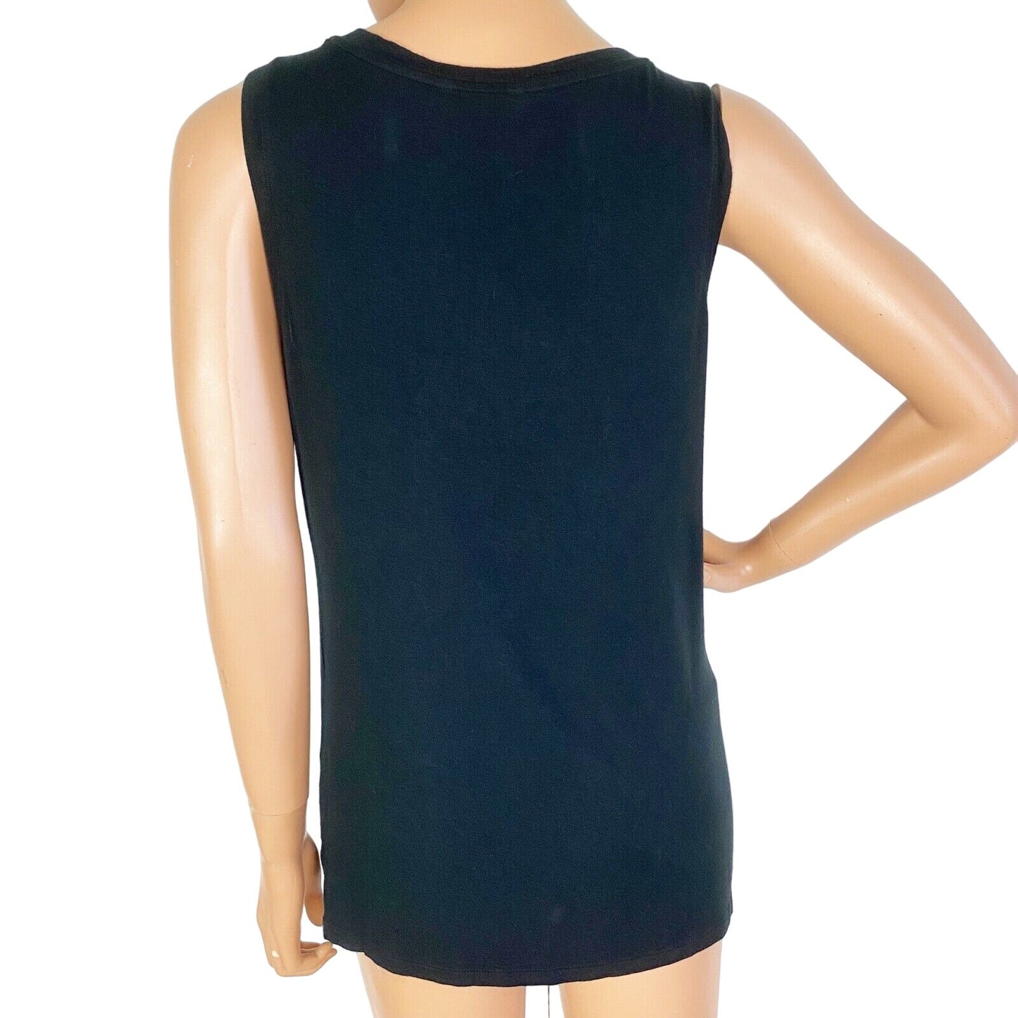 Banana Republic black sleeveless TOP blouse women's M medium knotted hem