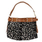 new Gianni Bini brown & black cheetah print canvas & leather handbag purse $189