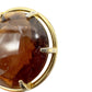 vintage gold metal & translucent brown stone BROOCH round jewelry pin