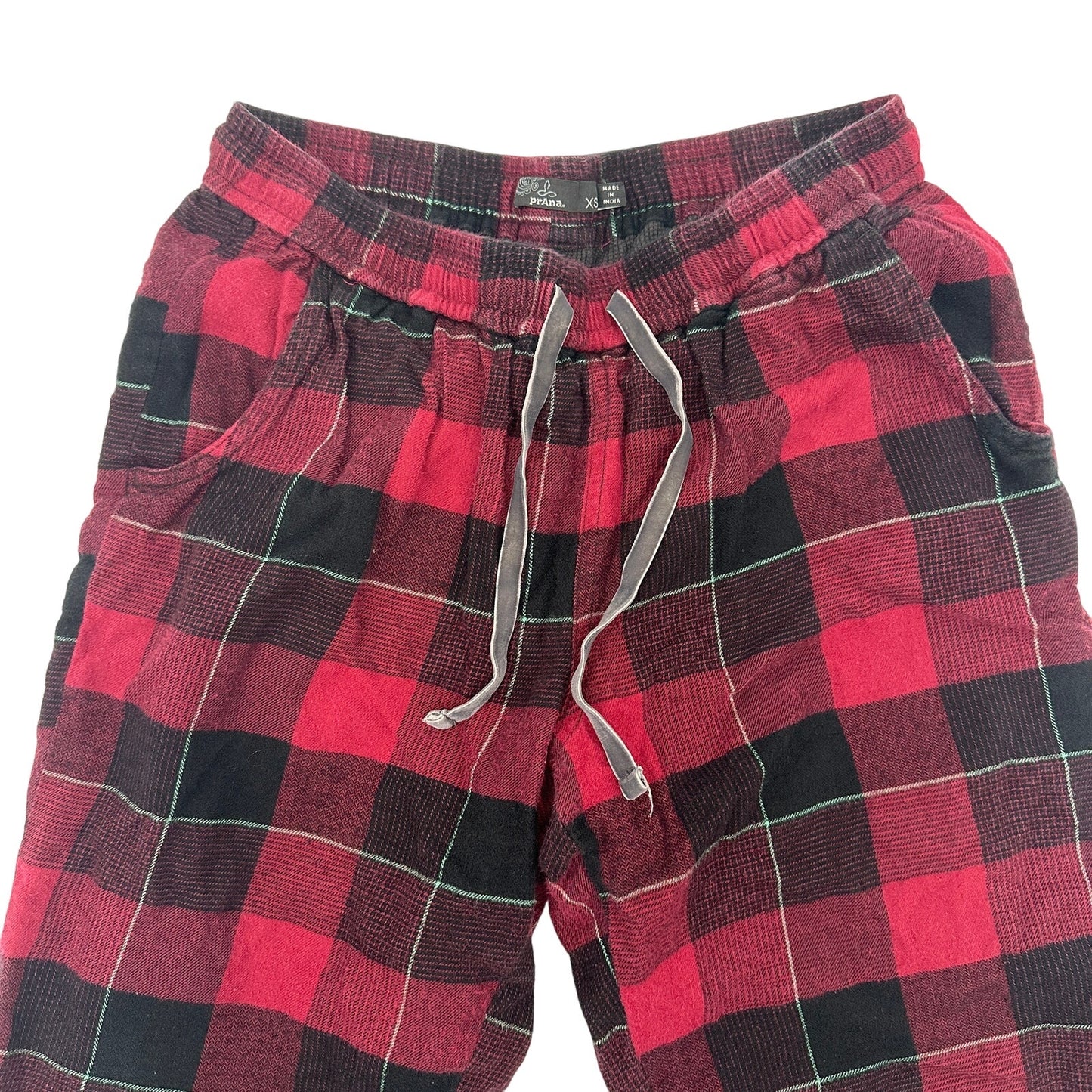 prAna black & red plaid Lounge thermal-lined Flannel Pants women's XS