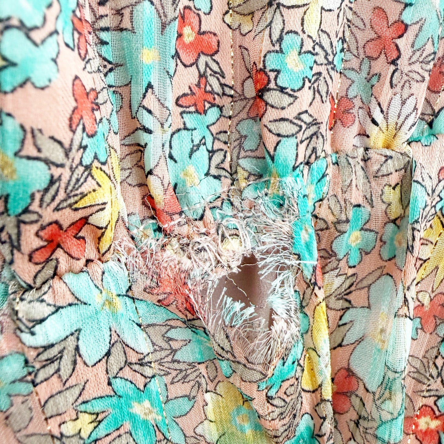 Buddy Love Colette floral Maxi Dress women's MEDIUM teal gold peach flowers NEW