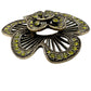 vintage antique gold black green rhinestones flower BROOCH floral jewelry pin