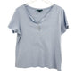 Karen Scott light blue heather Henley Pullover Top women's MEDIUM casual shirt