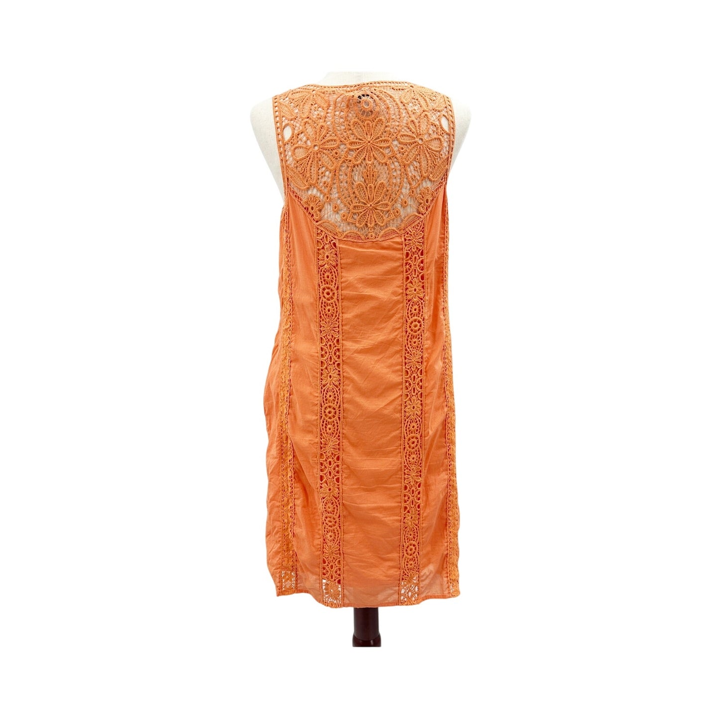 Sundance Amira orange lace pleated Summer casual Dress women's SMALL sundress