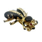 vintage black enamel & gold Bug Fly BROOCH insect jewelry pin clear rhinestones