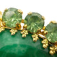 vintage green rhinestones stone & gold oval BROOCH costume jewelry pin