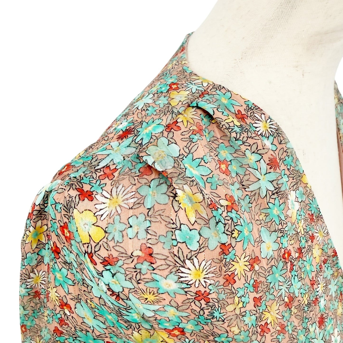 Buddy Love Colette floral Maxi Dress women's MEDIUM teal gold peach flowers NEW