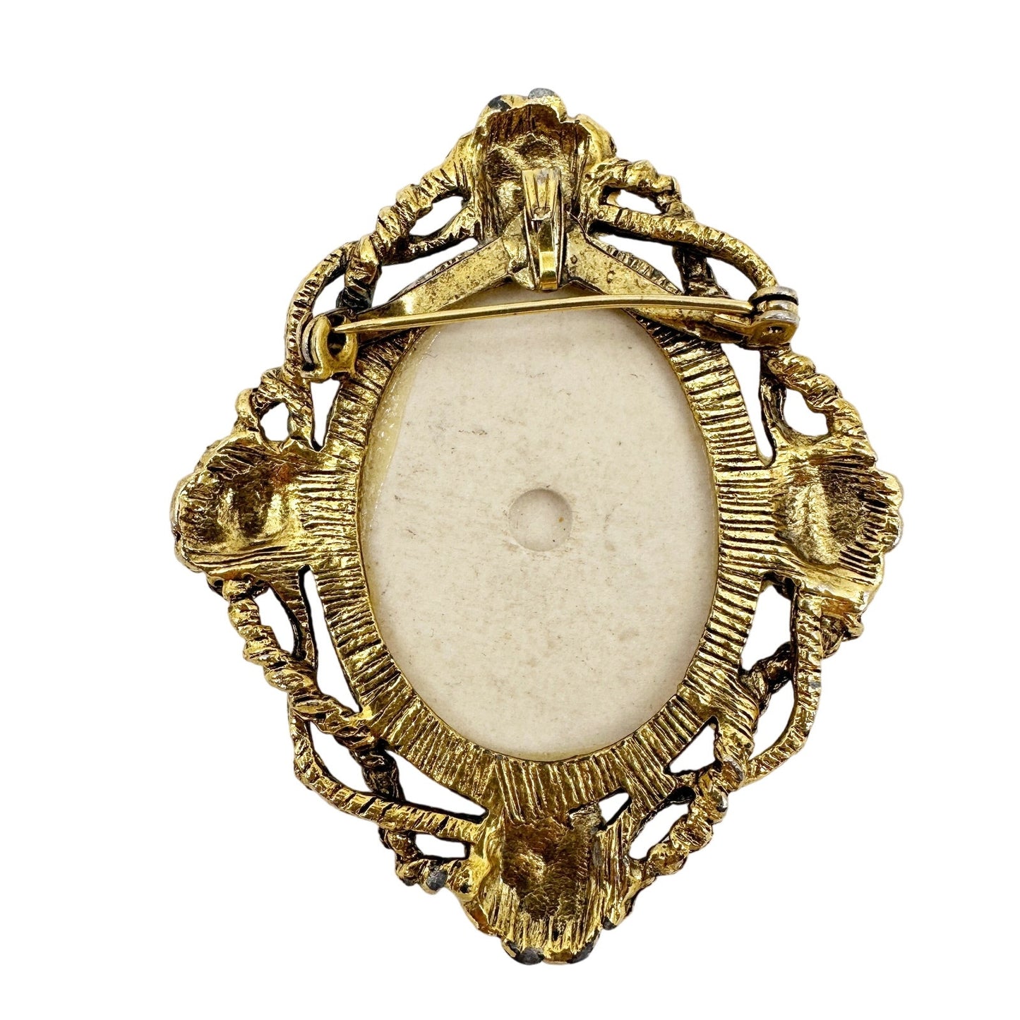 vintage black floral roses BROOCH gold white pendant jewelry pin