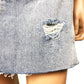 We the Free People blue denim short SKIRT distressed mini size 27 new $60