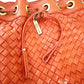 large Adrienne Vittadini red leather basketweave HANDBAG bag top handle purse