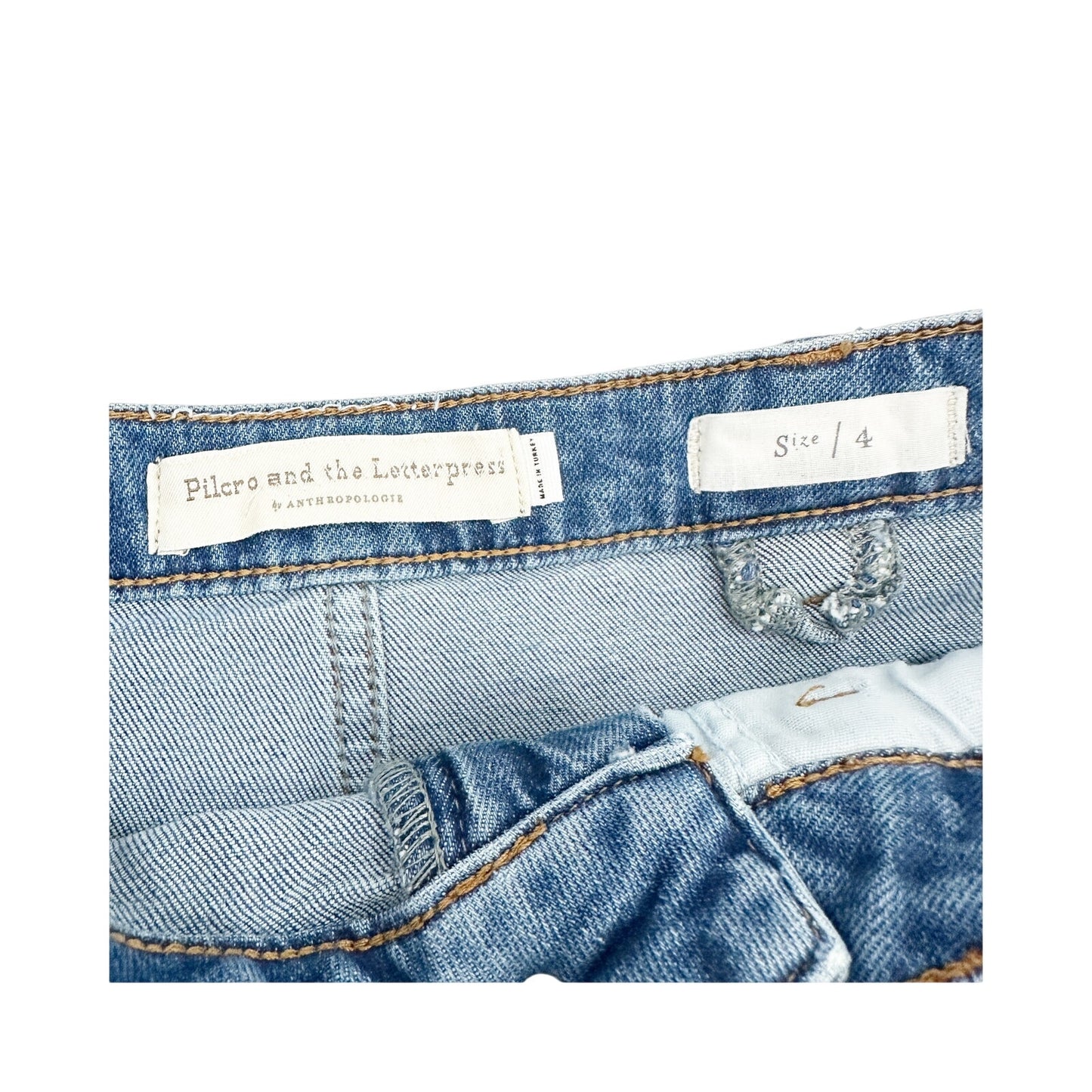 Anthropologie Pilcro and The Letterpress blue denim Pencil skirt womens 4 small