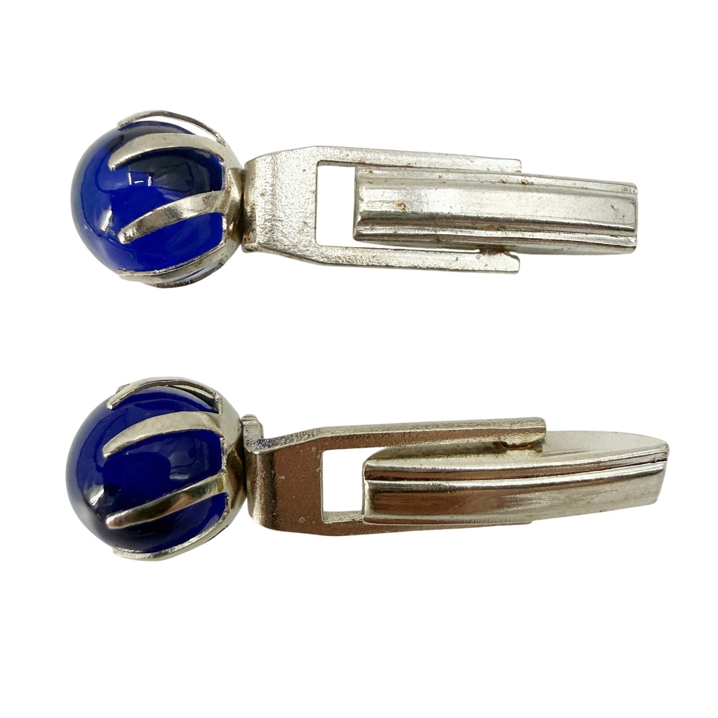 vintage silver & cobalt blue sphere stone Cuff Links cufflinks jewelry