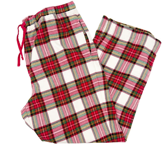 Hanna Andersson red white plaid Pajama Bottoms flannel pants women's LARGE
