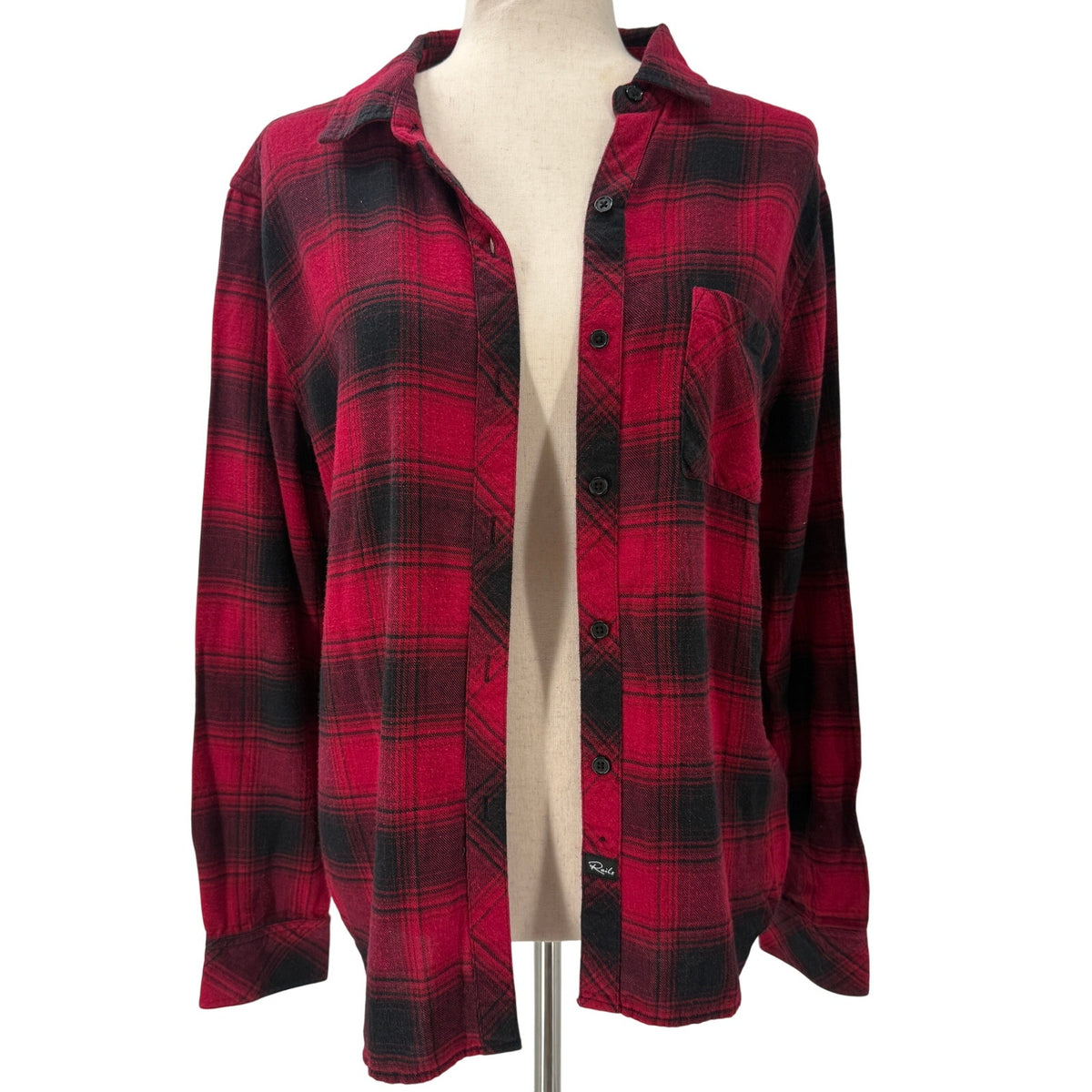 Rails red & black plaid Flannel button down Shirt women's SMALL