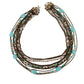 Stephen Dweck multi-12 strand pink & blue Beaded Statement Necklace bronze metal