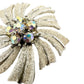 vintage silver & white rhinestones flower BROOCH floral pinwheel jewelry pin