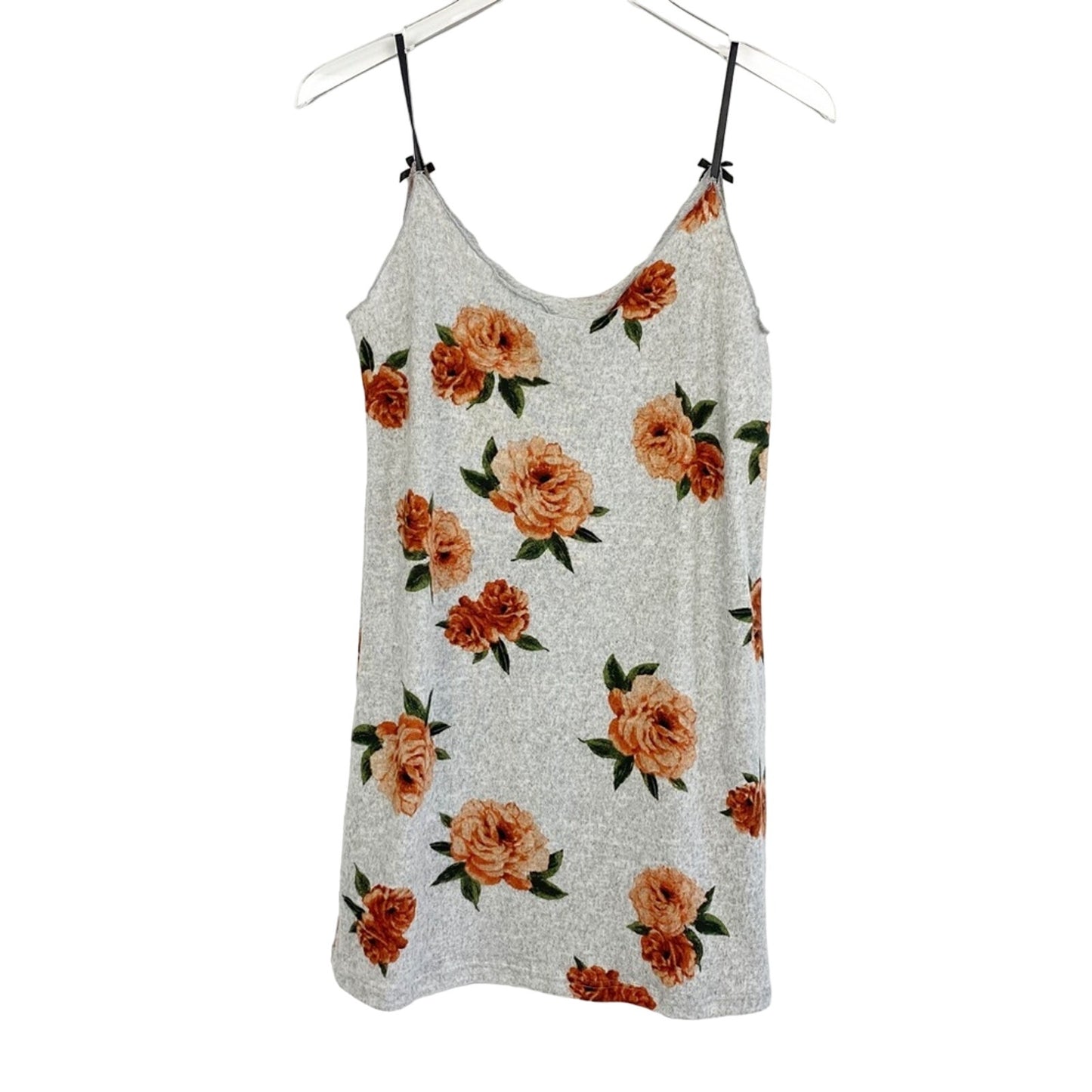 Blue Moon Pink Star gray peach floral SLEEPWEAR knit chemise gown size M new $34